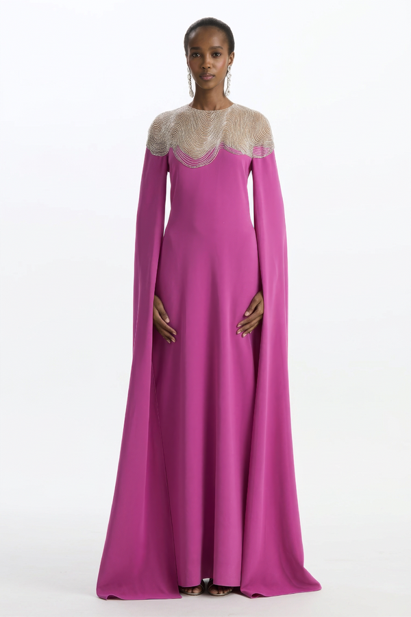 Peridot Bugle Waves Embroidered Caftan