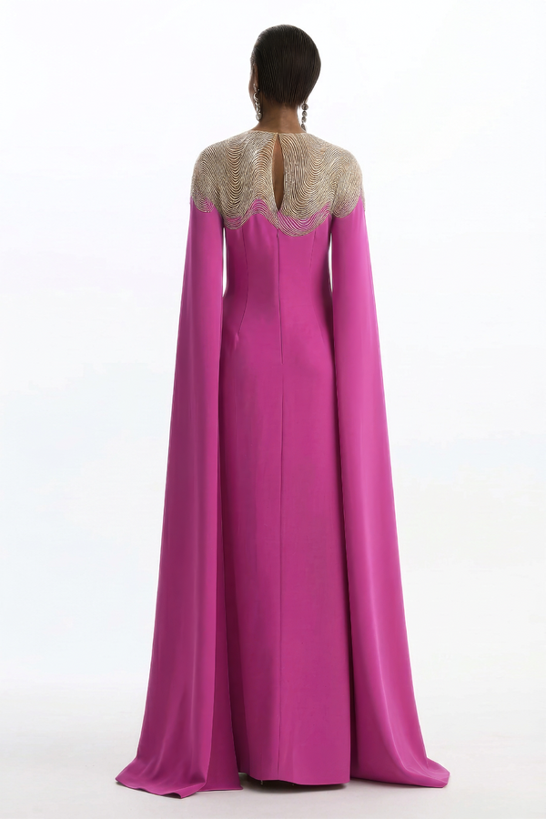 Peridot Bugle Waves Embroidered Caftan