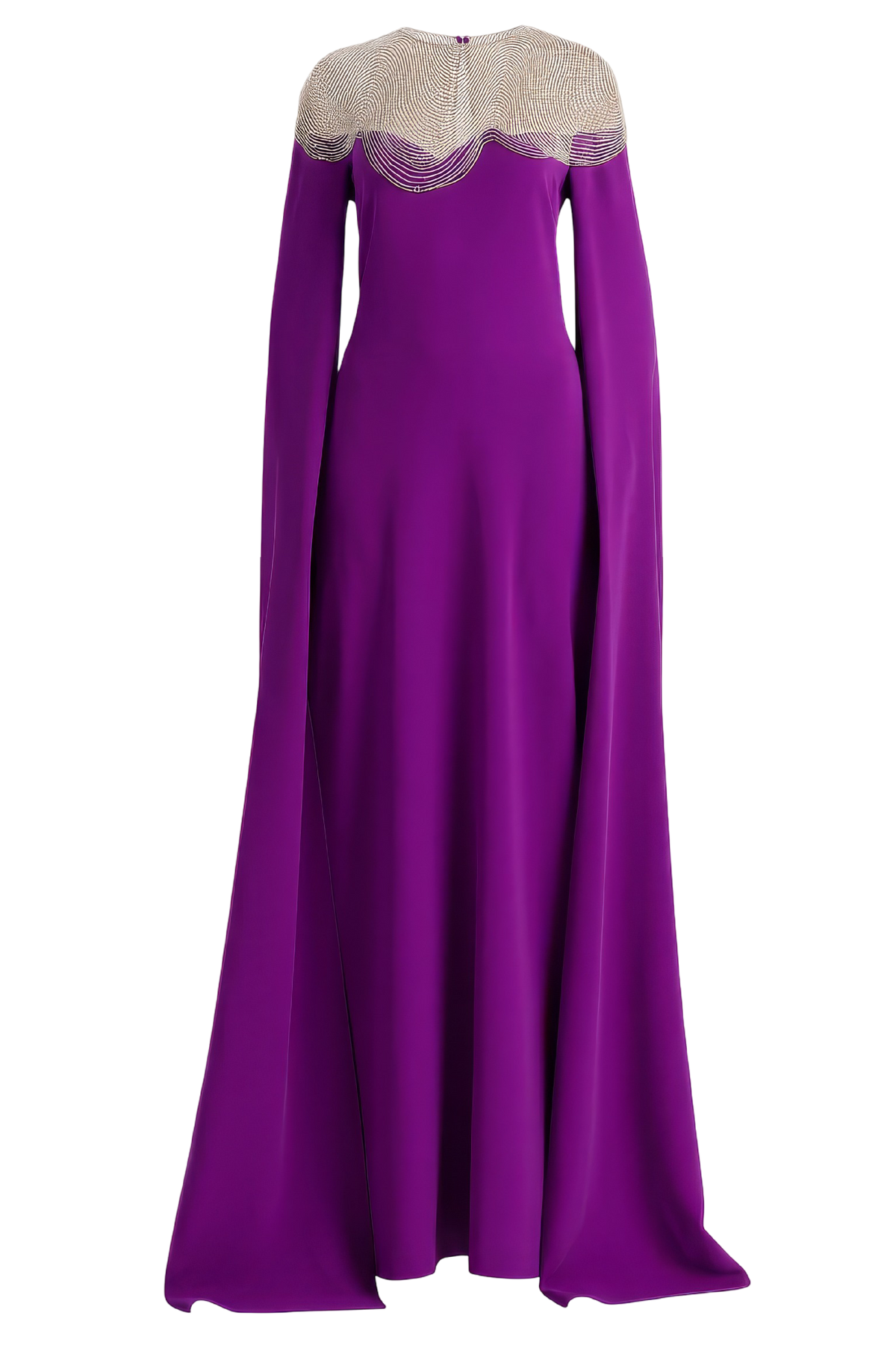 Ultraviolet Bugle Waves Embroidered Caftan