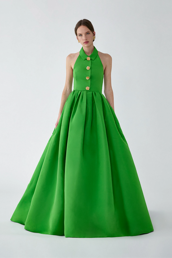 Collared Halterneck Gown