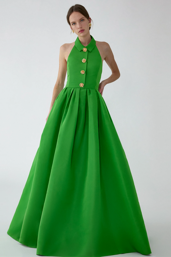 Collared Halterneck Gown