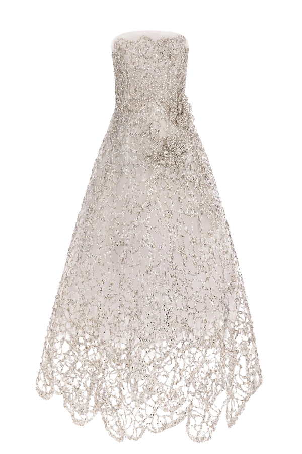 Crystal Leaves Embroidered Gown