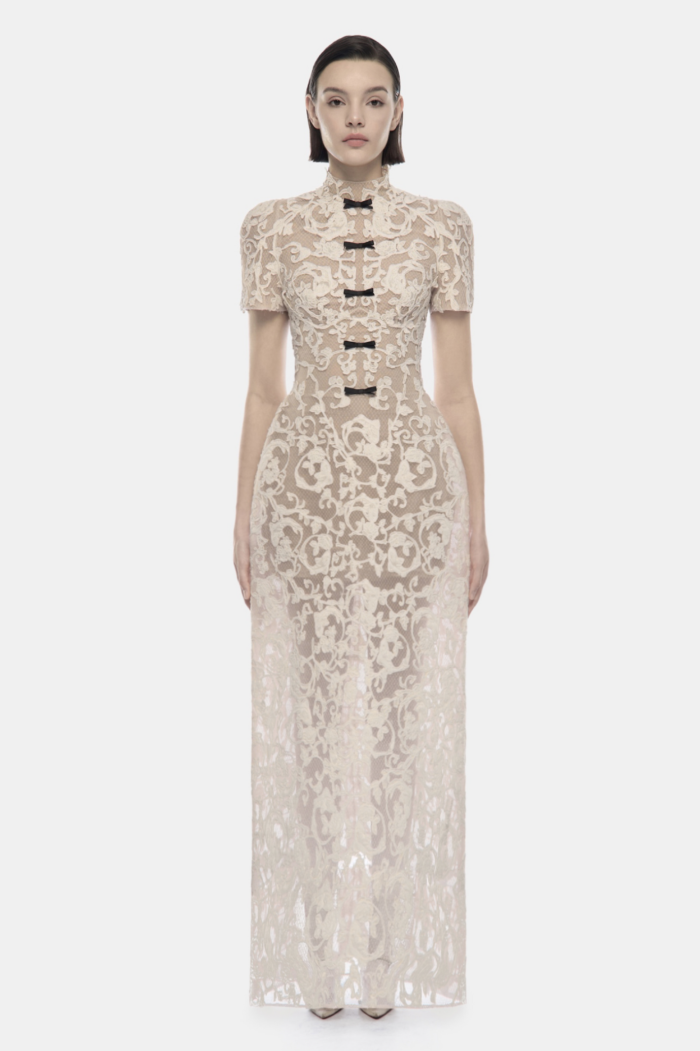 Ivory Brocade Maxi Dress