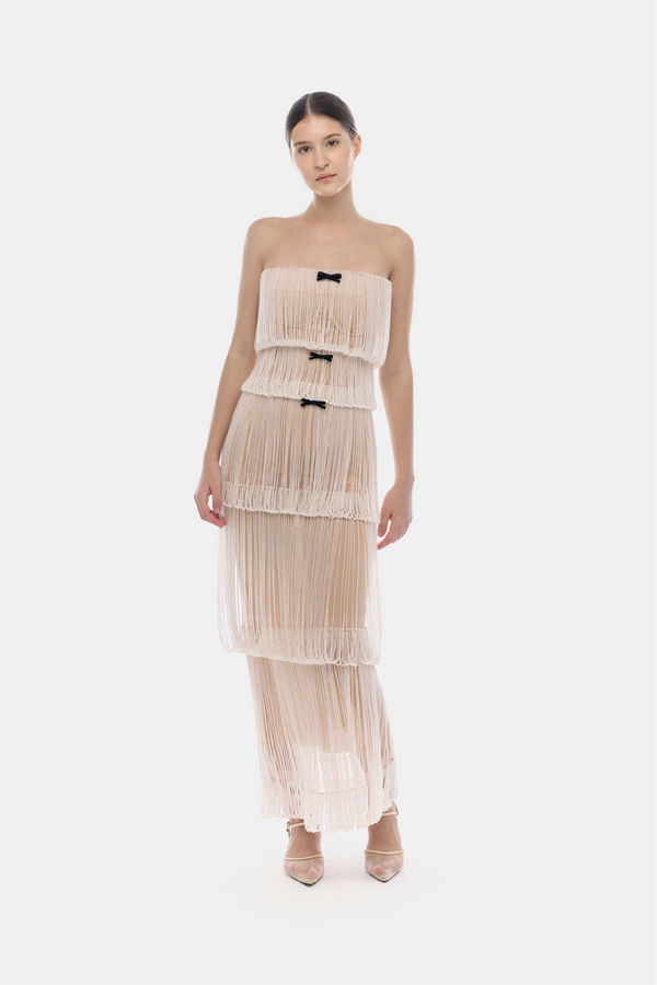 Pearl Fringe Tiered Dress