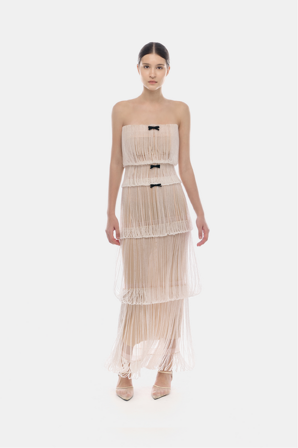 Pearl Fringe Tiered Dress