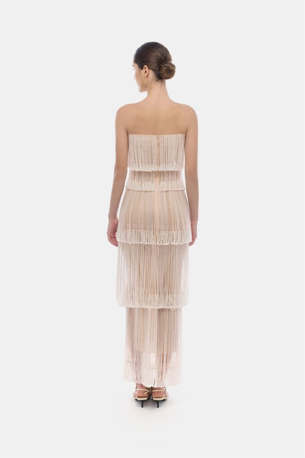 Pearl Fringe Tiered Dress