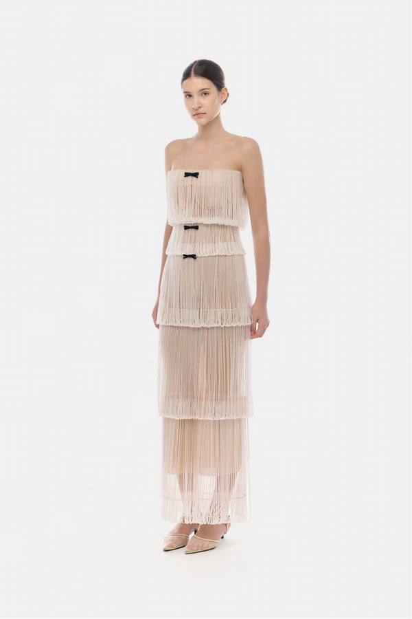 Pearl Fringe Tiered Dress
