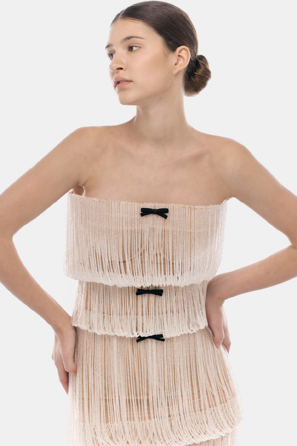 Pearl Fringe Tiered Dress