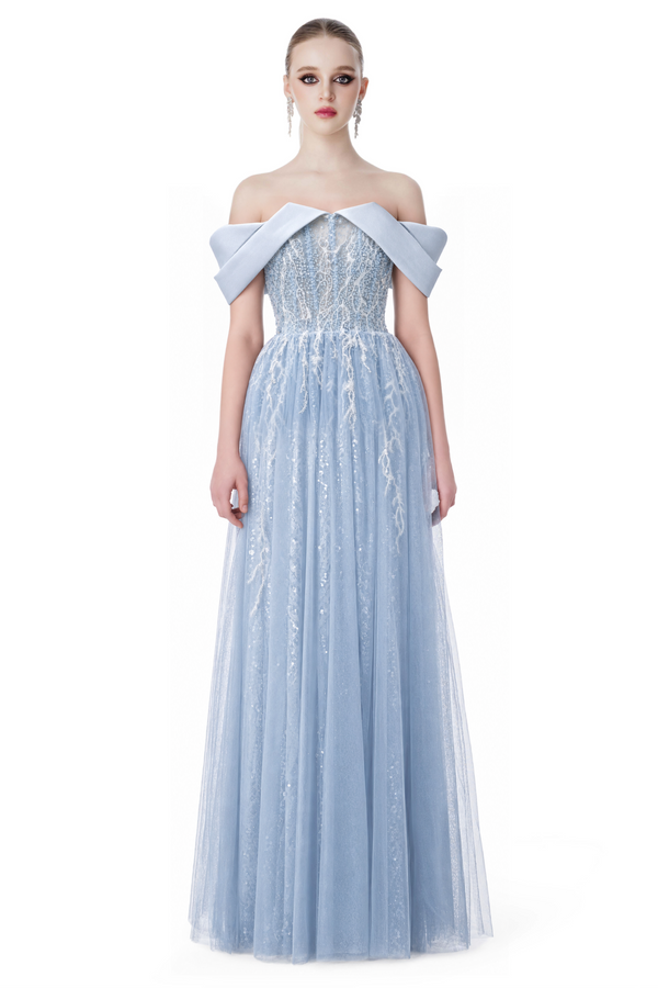 Baby Blue Off Shoulder Ball Gown