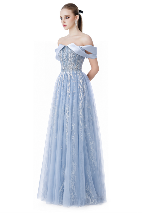 Baby Blue Off Shoulder Ball Gown