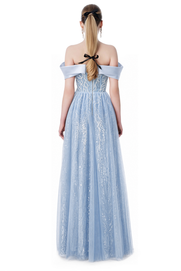 Baby Blue Off Shoulder Ball Gown