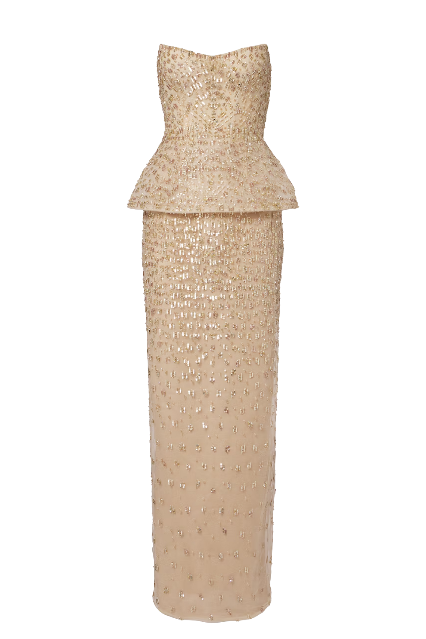 Embellished Peplum Bustier Gown