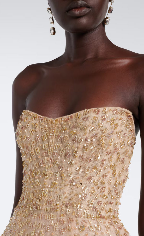 Embellished Peplum Bustier Gown