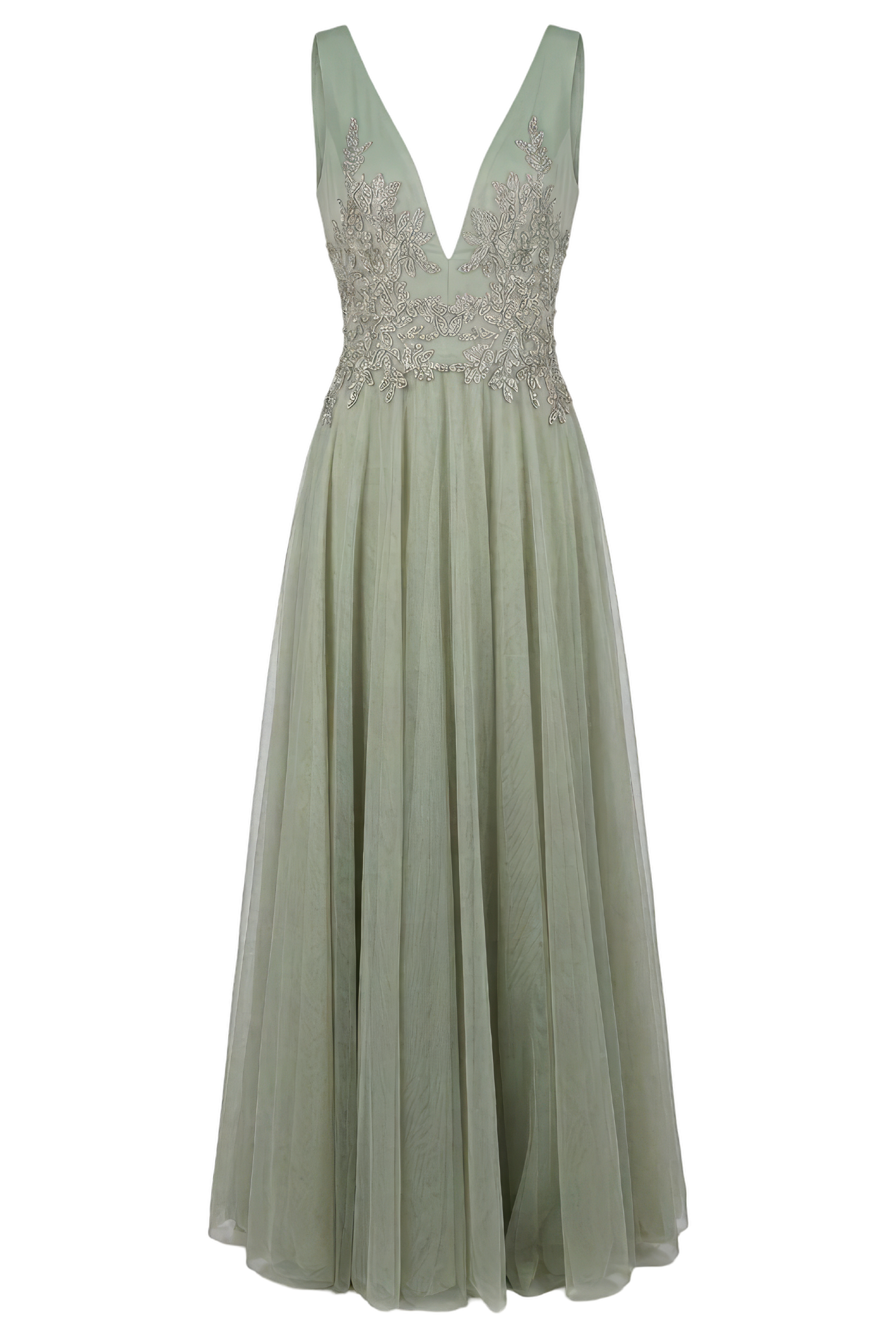 Graciella Embellished V-Neck Tulle Gown