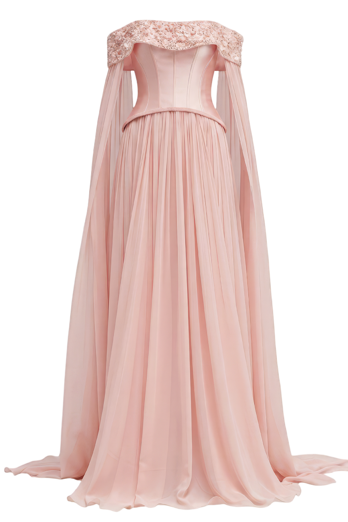 Pink Isabeau Royal Taffeta & Chiffon Dress