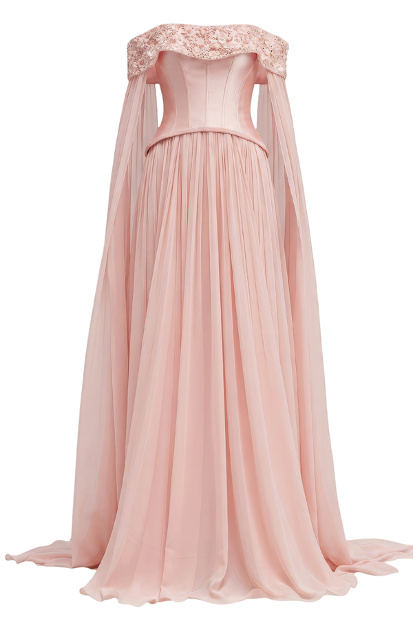 Pink Isabeau Royal Taffeta & Chiffon Dress