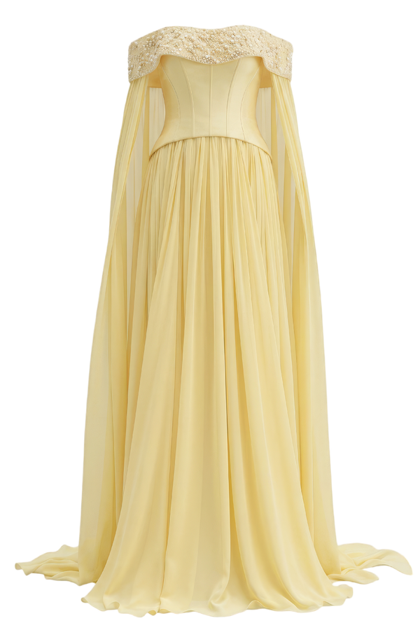 Isabeau Royal Taffeta & Chiffon Dress