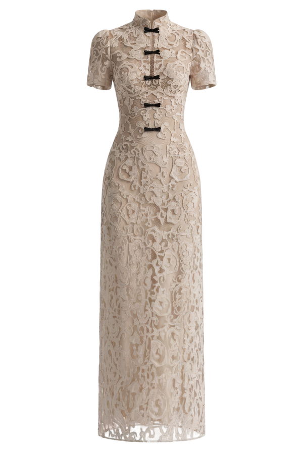 Ivory Brocade Maxi Dress