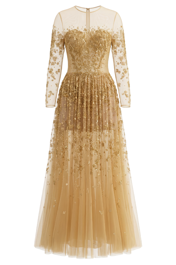 Long Sleeve Dress with Beading