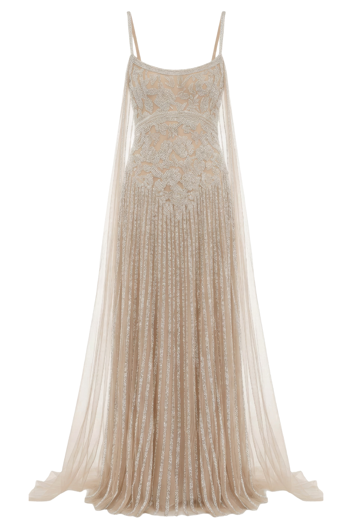 Embellished Cape Gown