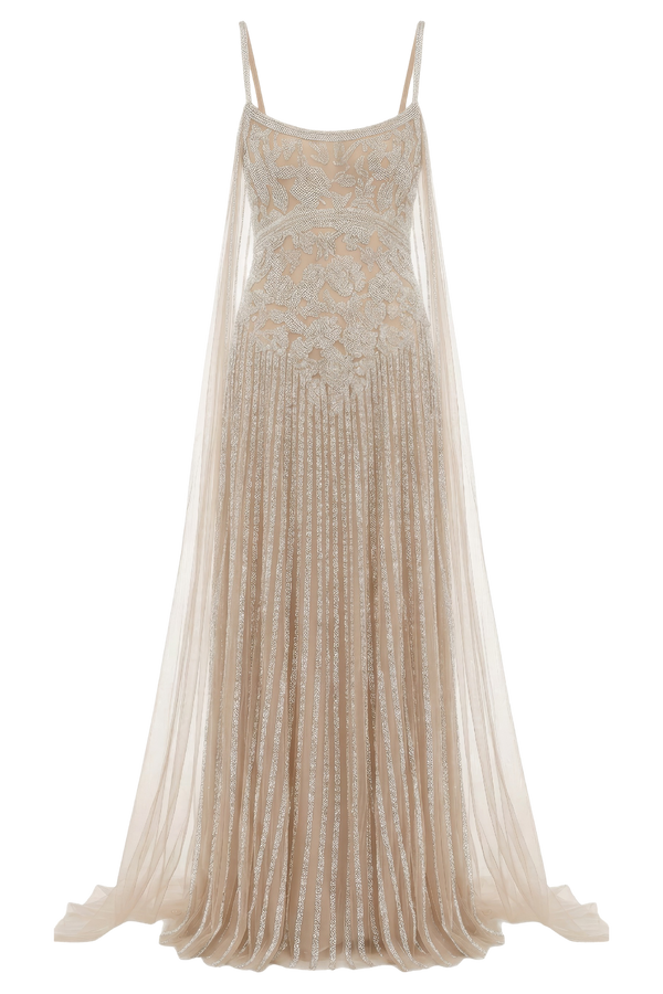 Embellished Cape Gown