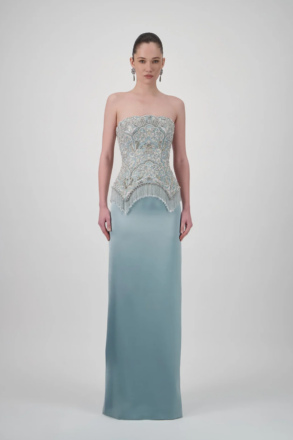 Strapless Satin Gown