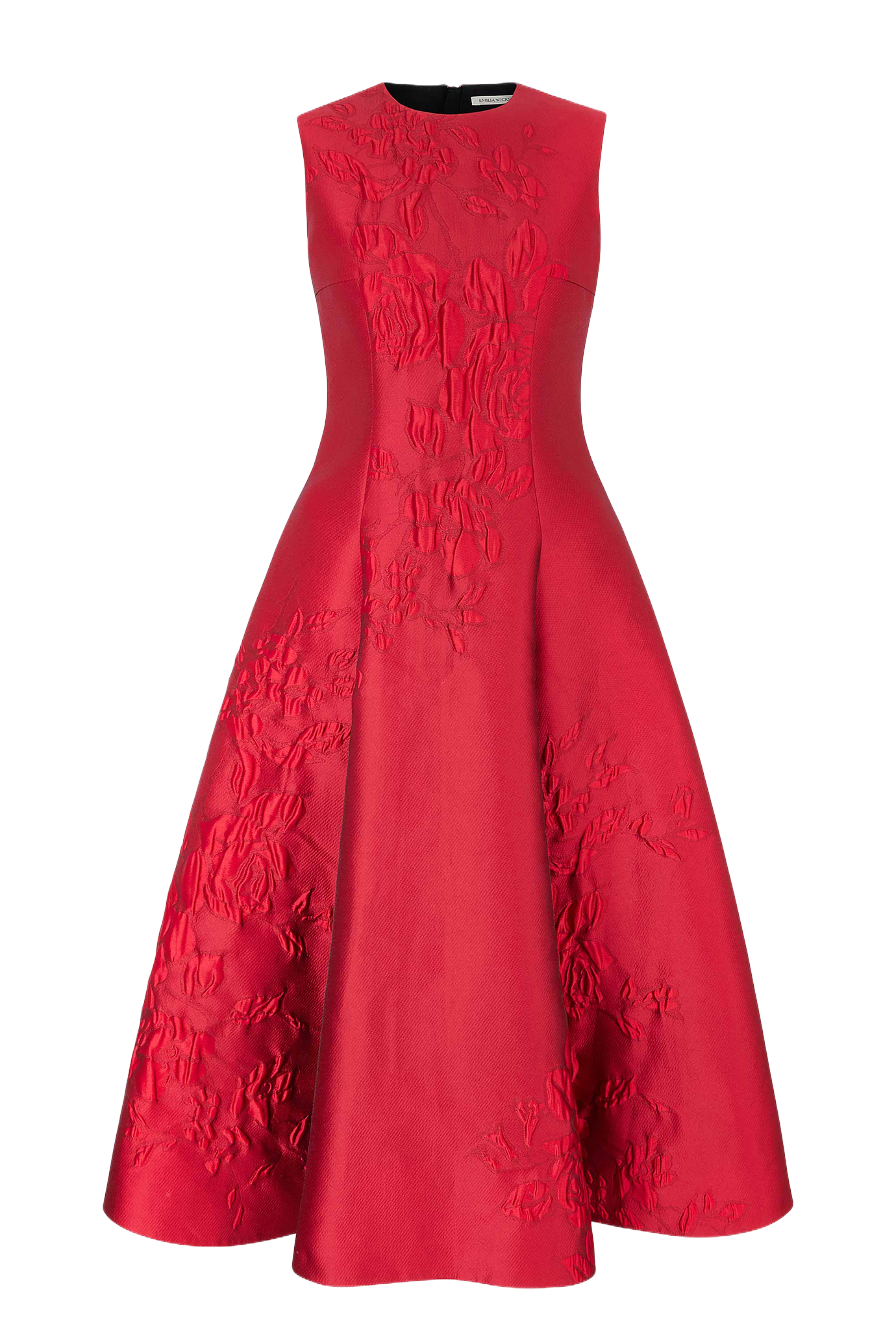 Mara Dress In Red Graphic Rose Jacquard