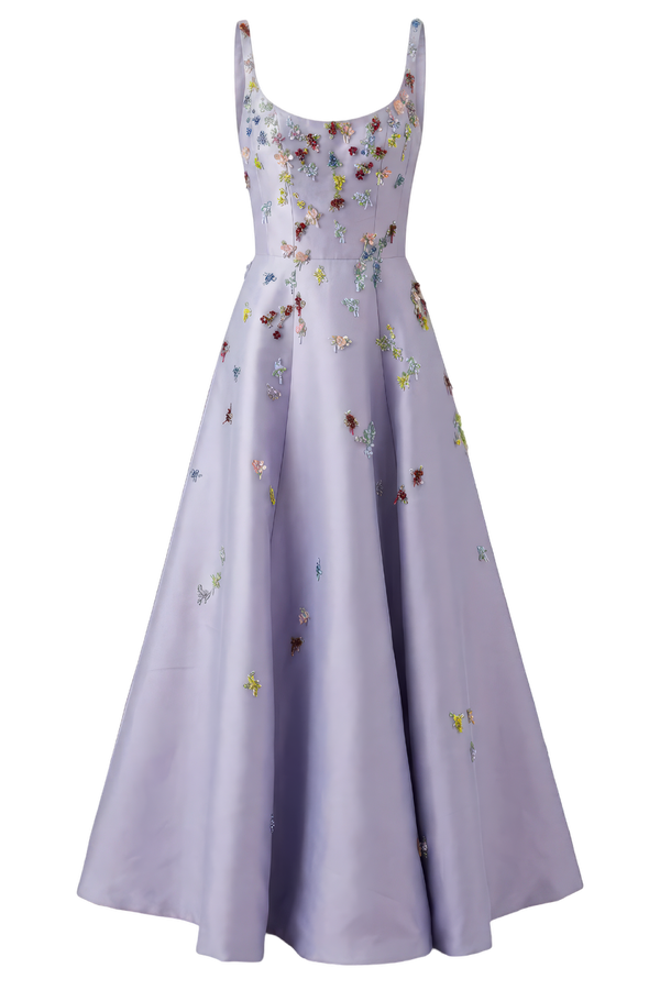 Mikado Dress with Beaded Flower Detail