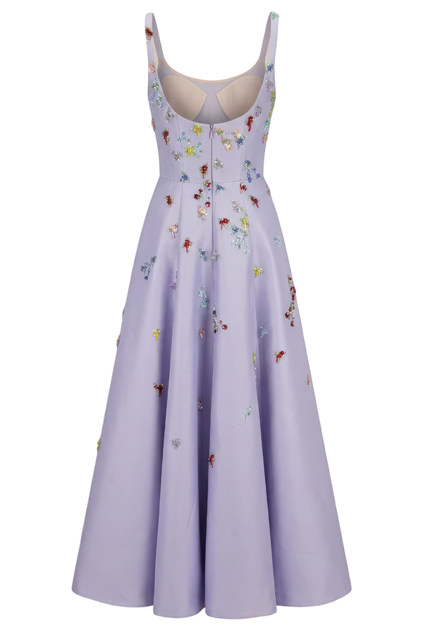 Mikado Dress with Beaded Flower Detail