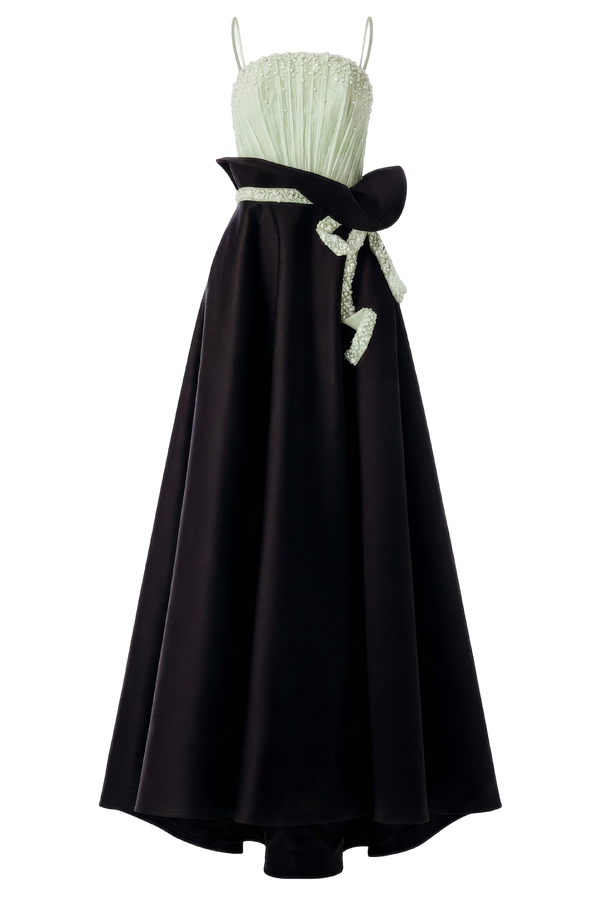 Mint and Black Pearl Ball Gown