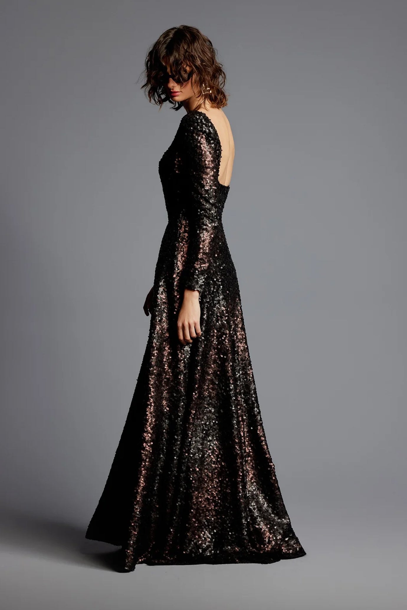 Ema Sequinned Evening Gown Dress