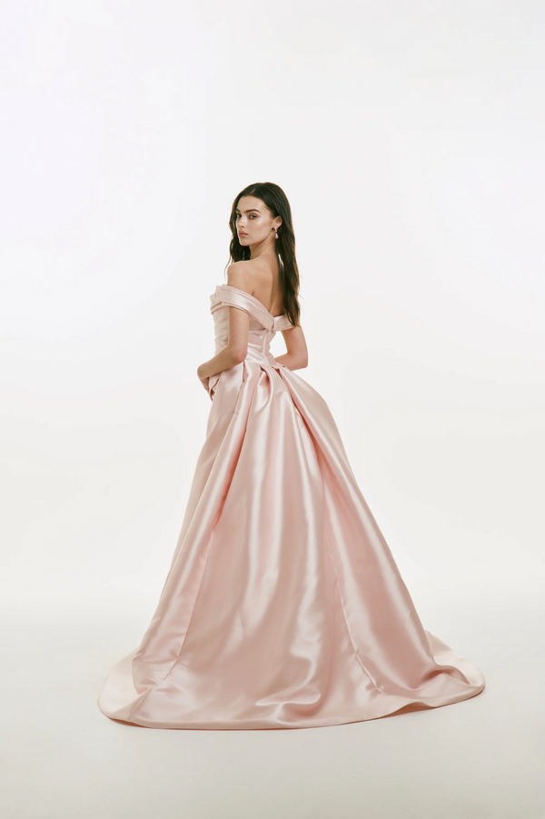 Off-the-Shoulder Mikado Dress with Ruching