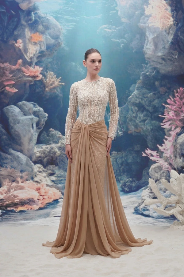 Beige Navia Gown