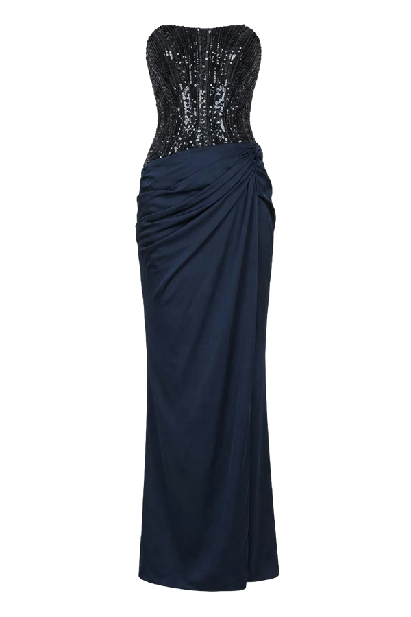 Strapless Dress with Beaded Bodice