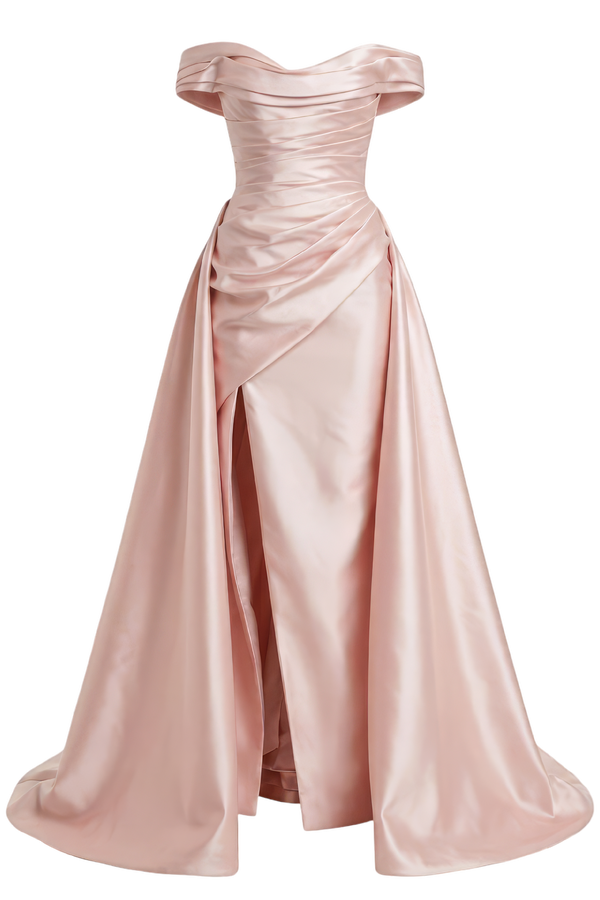 Off-the-Shoulder Mikado Dress with Ruching