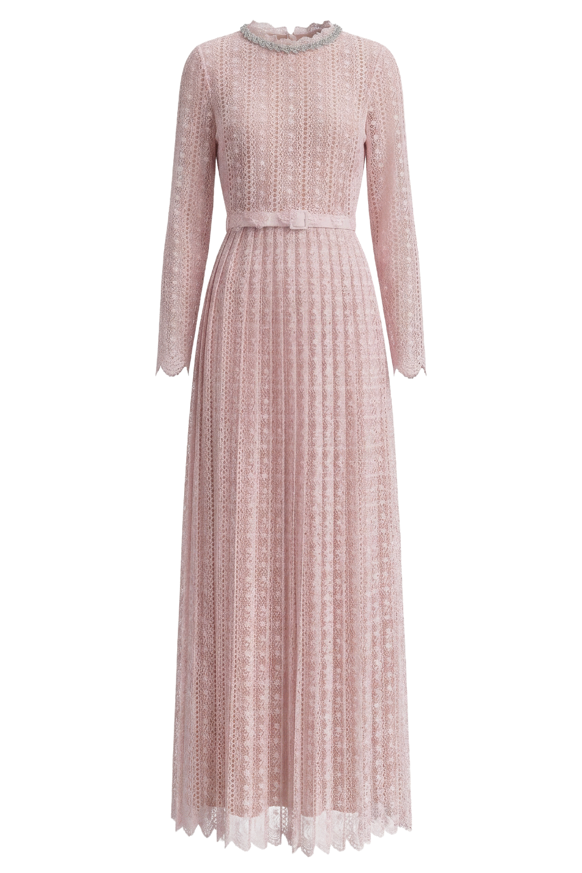 Pink Organza Lace Maxi Dress