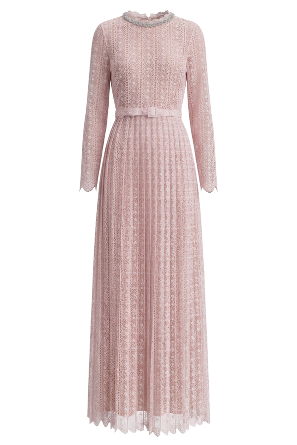 Pink Organza Lace Maxi Dress