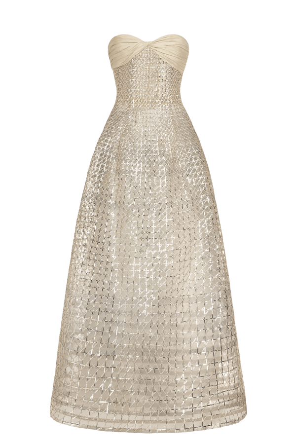 Sequin & Bugle Bead Lattice Gown
