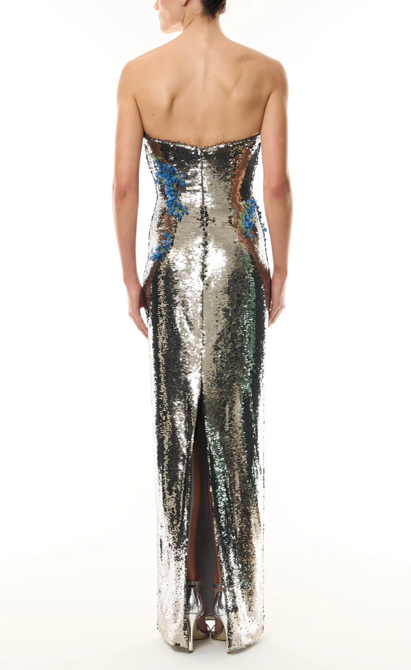 Sequin Floral Embroidered Gown