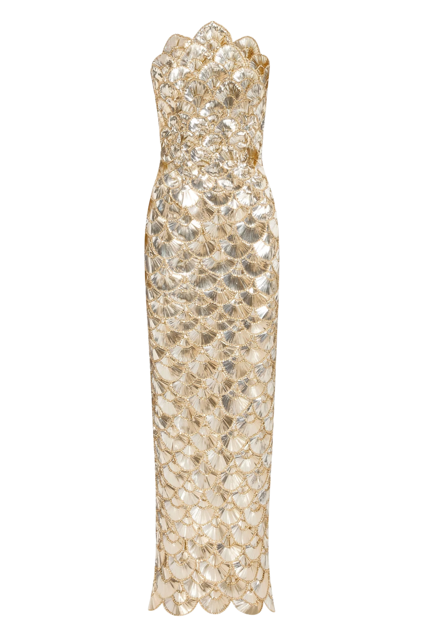 Sequin Scallop Embroidered Gown