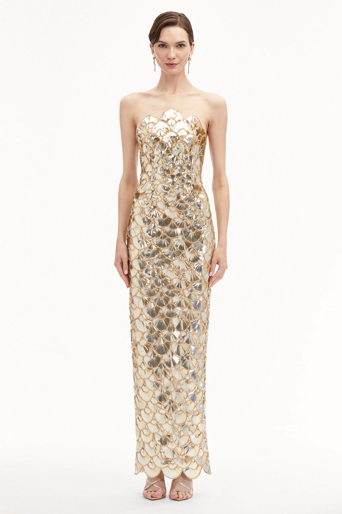 Sequin Scallop Embroidered Gown