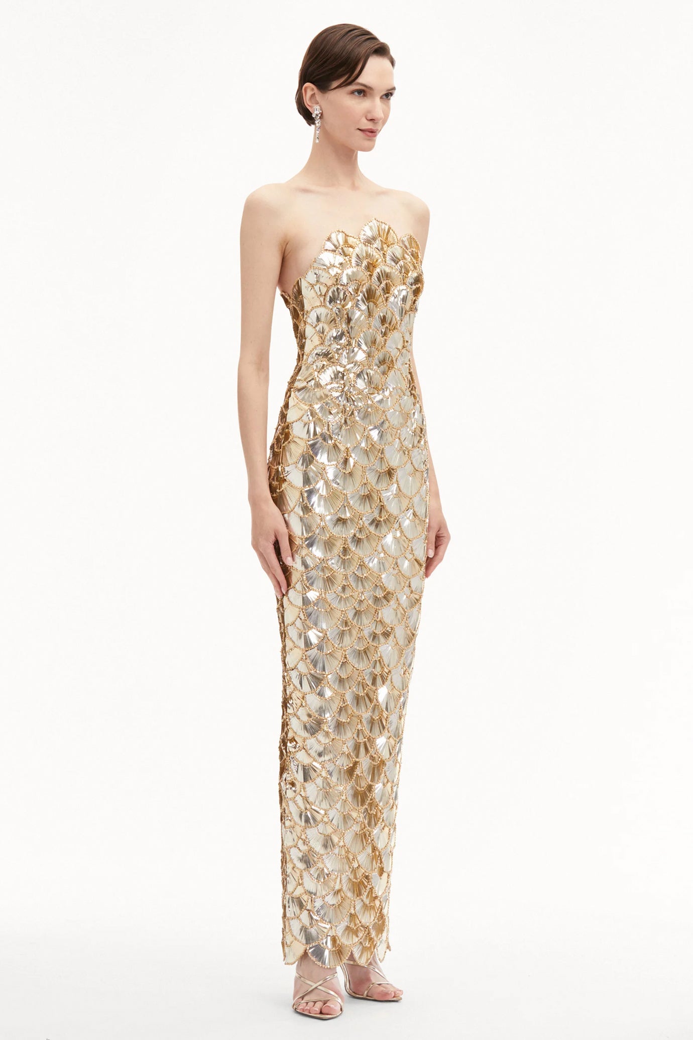 Sequin Scallop Embroidered Gown