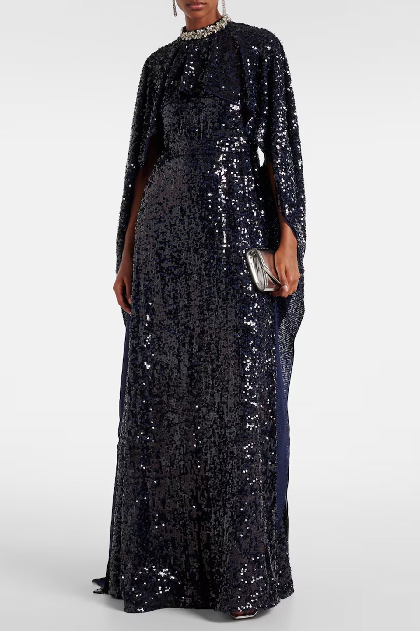 Sequined Caped Gown