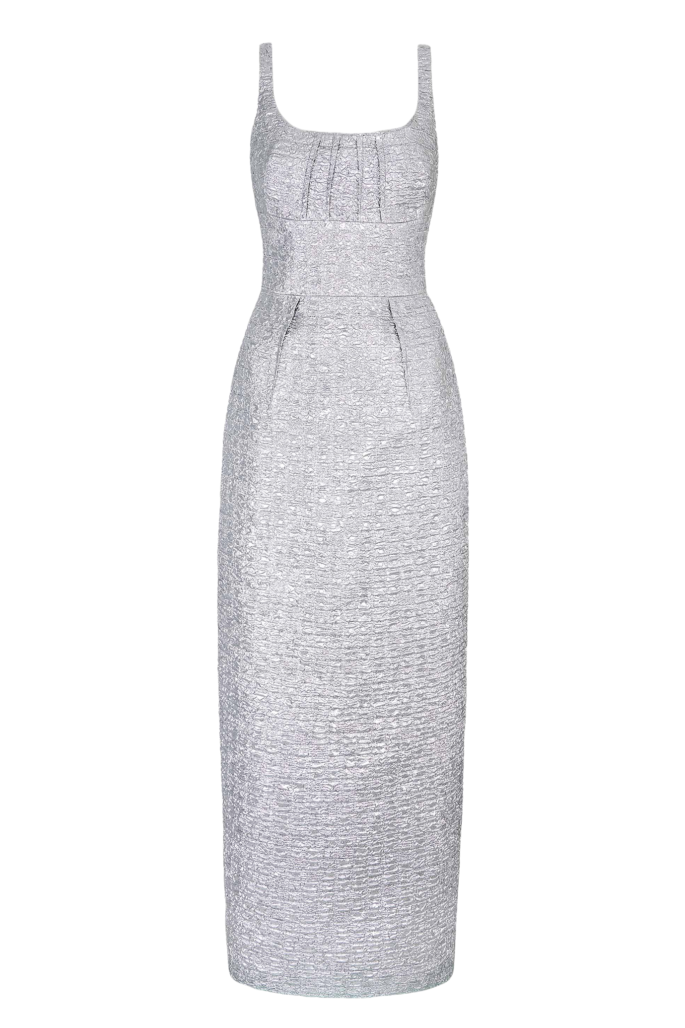 Sharon Dress In Silver Metallic Seersucker