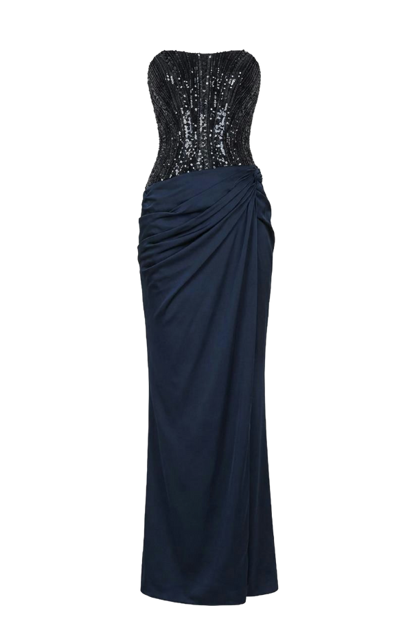 Strapless Dress with Beaded Bodice