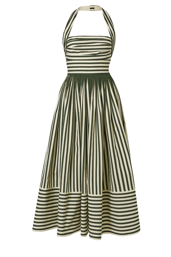 Striped Halterneck Midi Dress