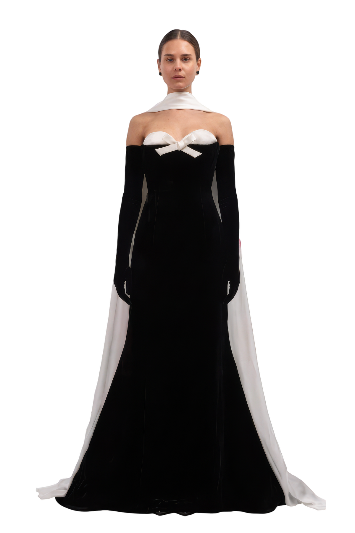 Sydney Black and Ivory Fishtail Gown