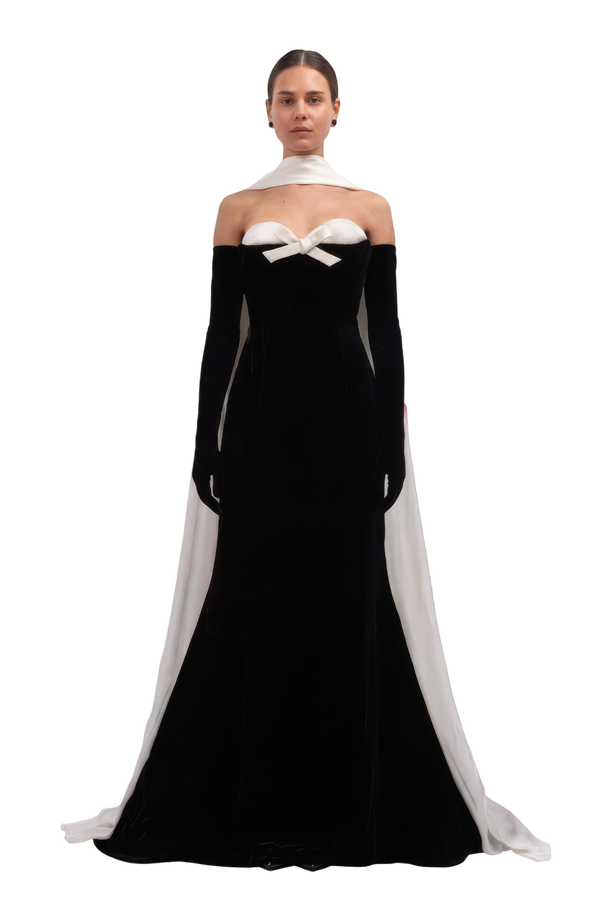 Sydney Black and Ivory Fishtail Gown