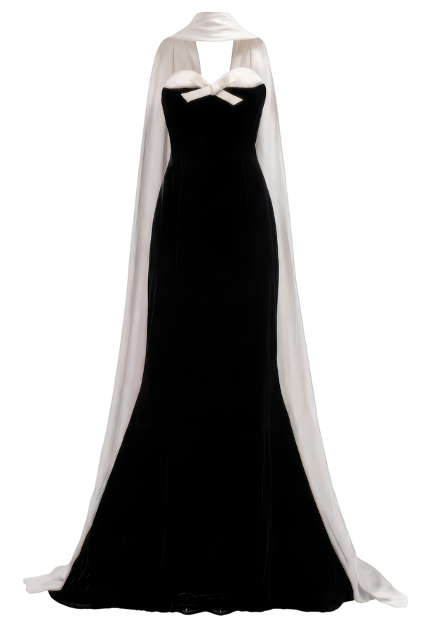 Sydney Black and Ivory Fishtail Gown
