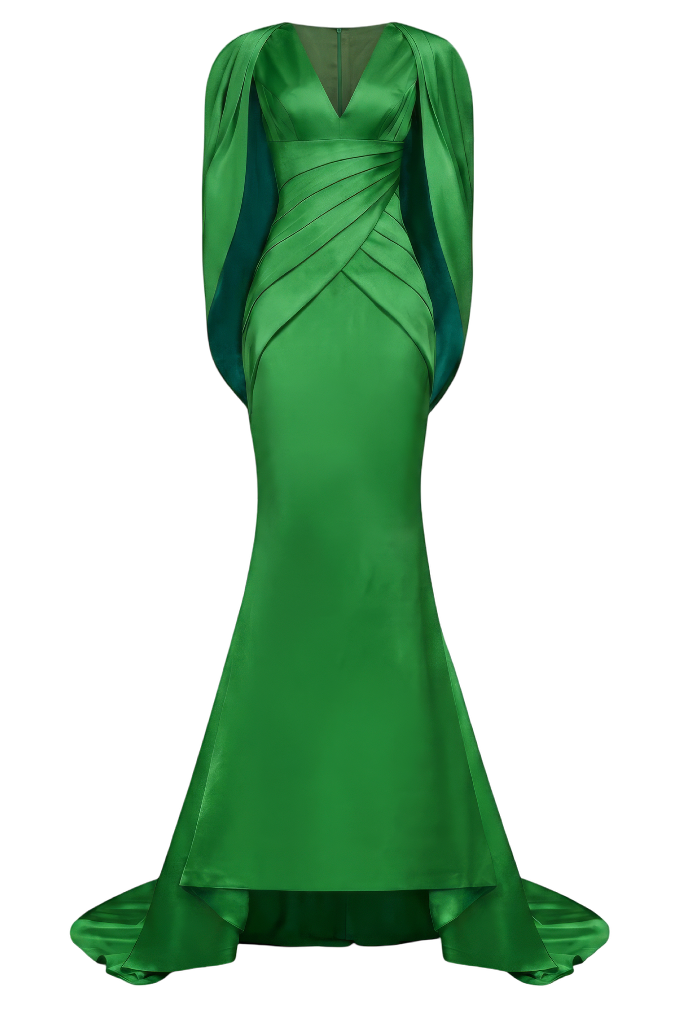 V-Neckline Pleated Mullet Silk Gown